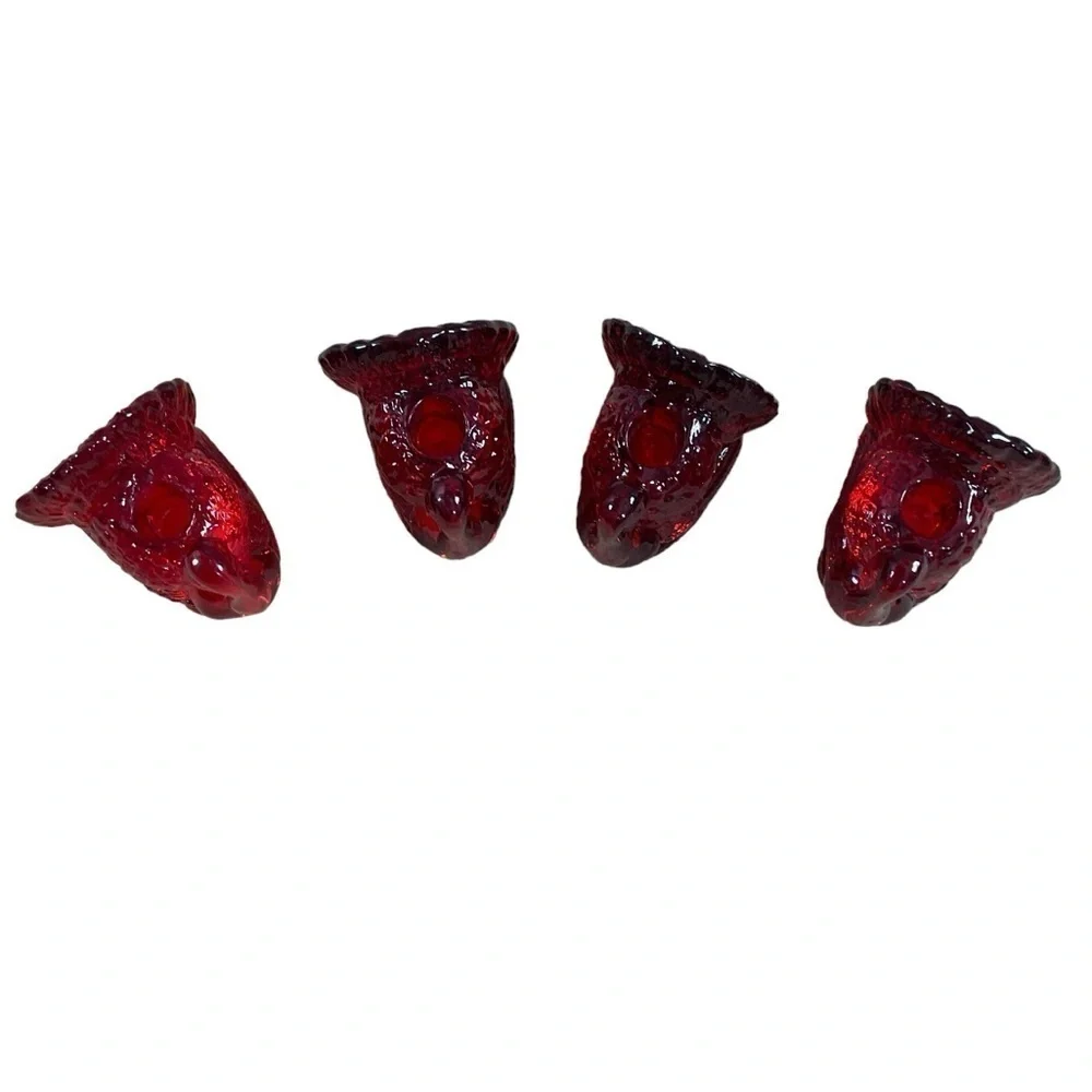 4 Williams-Sonoma Cranberry Turkeys Tapers Candles Holder Cranberry Amberina